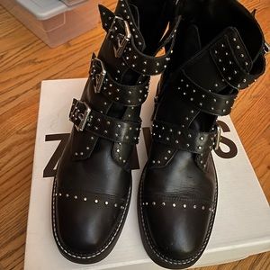 Schultz Black Studded Combat boots Size 10